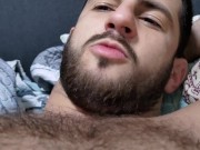 Hairy chested stud shows off - dirty talk - calm voice asmr POV