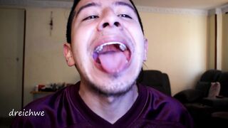 Tongue and mouth fetish with a lot of saliva