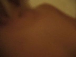 Horny blonde babe has a nice load of cum dropped on her tits