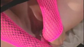 Slutty blonde in pink stockings gets DP'd