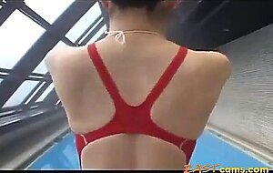 Big Booty Japanese Swim Lesson with Interracial Couple