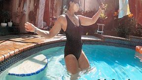 Black Leotard Underwater Strip Tease Angle 1