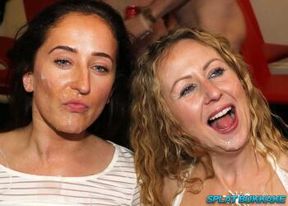 Bukkake facials for Isabella and Classy Filth
