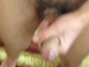 Big cock spews a lot of cum on the mirror.