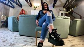 hardcore tease & double cum on my ripped jeans and open denim jacket