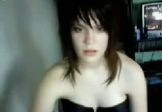 Cute and sexy punk brunette teen on the webcam feeling frisky