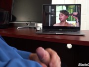 Intern Jacking Off To IR Gay Porn At Work In Front Of Audience