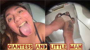 Giantess grabs, chews and stomps