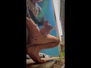 👁️🌀 2 hand stroking to relief my massive cock outside until I cum🦇🌕