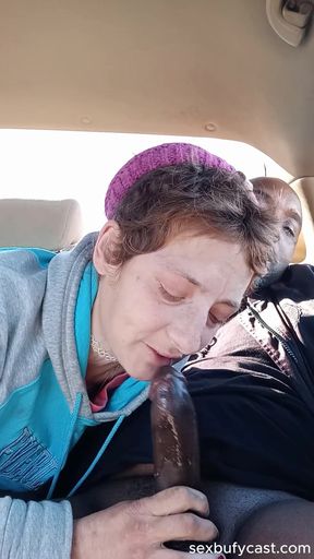 Dirty street whore is drinking my cum for breakfast. MILF