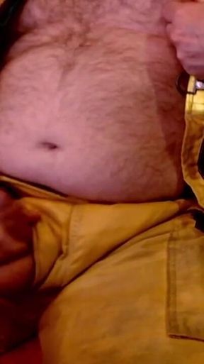 Jerkoff and Cum on Firefighter Turnout Gear