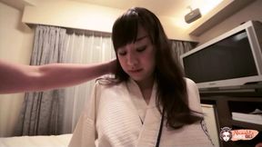 A cheating Japanese wife sneaks off to a hotel room with her big cock lover