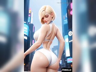 Isabelle Dupond cyberpunk city show video (Ai model)