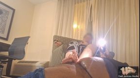 Reconnecting With A Former Classmate Turns Into A Femdom Exposed Titties POV FootJob Session