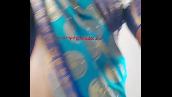 Indian beautiful crossdresser model in blue saree