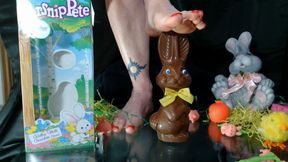 Foot Crushing Chocolate Easter Bunny