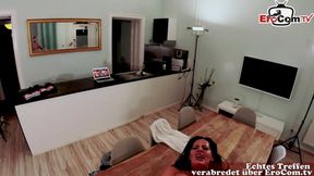 German MILF with big boobs shows off tattoos in amateur POV date