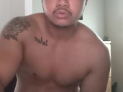 Jocky trans man plays with massage gun (but roomie comes home!)