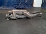 crocodile zentai struggles against snake zentai