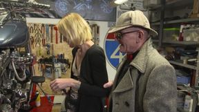 Sexy tattooed blonde enjoying in hard fuck on the floor