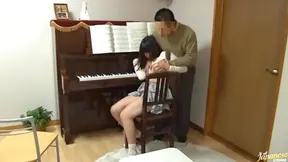 Piano teacher rear fucks his pupil across the piano keys 2