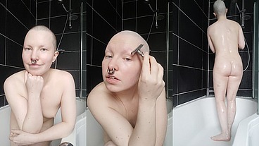 Full head shave & shower
