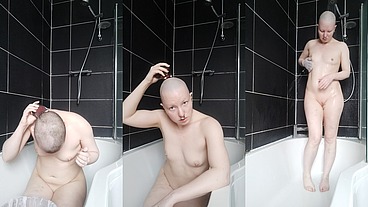 Full head shave & shower