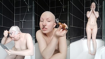 Full head shave & shower