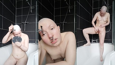 Full head shave & shower