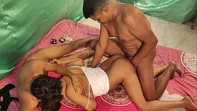 Amateur homemade FFM threesome with Cum shoot ! Shathi khatun and hanif  and Shapan pramanik, xxx porn video Bengali beautiful cute Sex