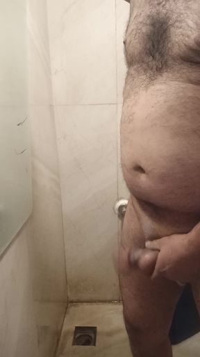 Muscular Turkish Daddy Cums in the Office Bathroom