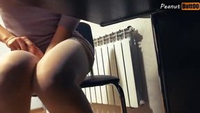 Hot MILF in high heels and stocking masturbating in the office till orgasm