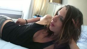 Dark haired pretty bitch is going to have steamy sex with her BF