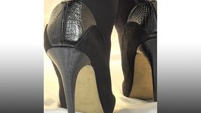 4K - Suede 5" Stilettos & Sliver Seamed Tights