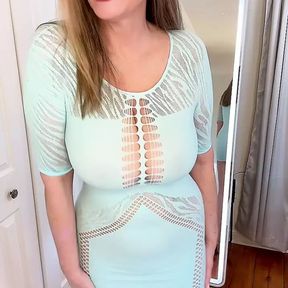 Natural Big Milf Milker Tits Just Shake Better - Sheer Blue Dress