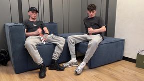 Two guys jerking off together