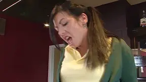 Brunette In Pigtails Fucking In Student 18+ Dress - Gina Jameson