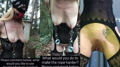 Tabasco pussy torture with knotted rope and nipple weights until cum and squirt