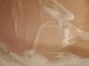 Soapy shower watch the foam slip over my ass