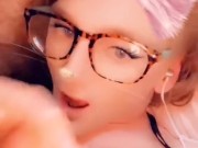 Sissy Trap cums in her mouth with huge self facial (40s is the money)