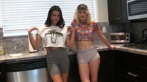 Gorgeous Jessie and Kylie team up for a Strip Pop A Shot game