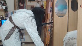 Very Horny Housewife Sticks a Vacuum Cleaner in Her Pussy