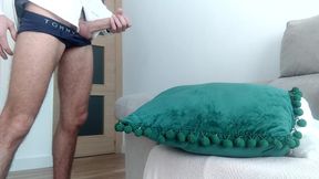 Skinny White Guy Jerks off Hard and Cum Squirts Down His Huge Cock Before Meeting