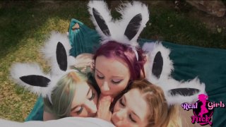 Three Petite Easter Whores Go At It Like Rabbits