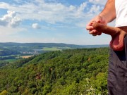 Four cum in a row with beautiful view