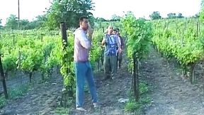 German MILF pleases hard cock in backyard gangbang