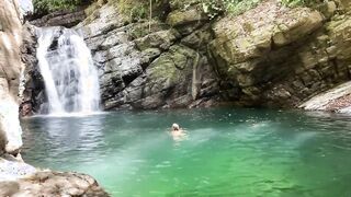 Magical fag trans waterfall swim and onanism