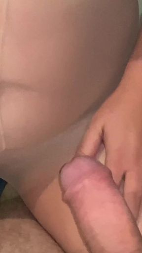 Playing with pantyhose on cock   Clip 1