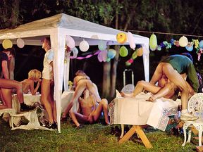 Grety, Doroty Lake, Ursula Moore and Melody Kord in a DP orgy