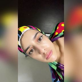 Arab Muslim Girl With Hijab Fucks Her Anus With Extra Long Cock